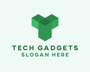 Green Isometric Letter T logo design