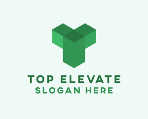 Green Isometric Letter T logo design