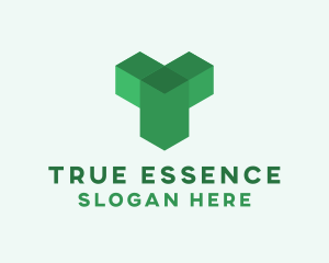 Green Isometric Letter T logo design