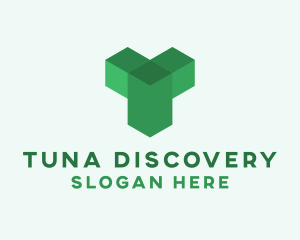 Green Isometric Letter T logo design