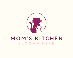 Mommy Baby Cat logo design