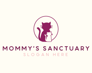 Mommy Baby Cat logo design