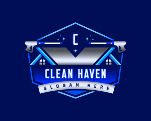 Power Wash Cleaning Roof logo design