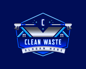 Power Wash Cleaning Roof logo design