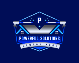 Power Wash Cleaning Roof logo design