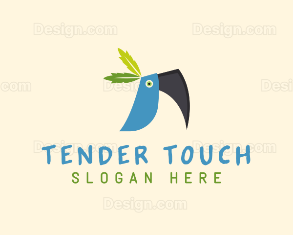 Tropical Blue Toucan Bird Logo