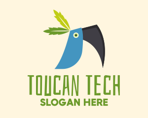Tropical Blue Toucan Bird logo