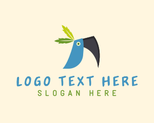 Tropical Blue Toucan Bird logo