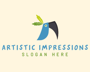 Tropical Blue Toucan Bird logo design