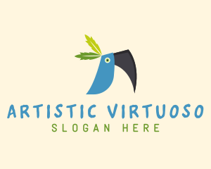 Tropical Blue Toucan Bird logo design