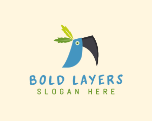 Tropical Blue Toucan Bird logo design