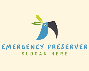 Tropical Blue Toucan Bird logo design