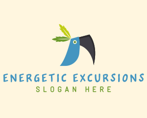 Tropical Blue Toucan Bird logo design