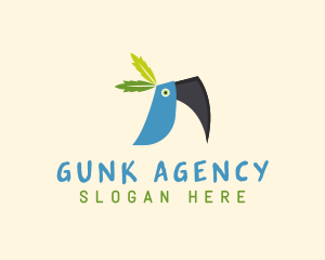 Tropical Blue Toucan Bird logo design