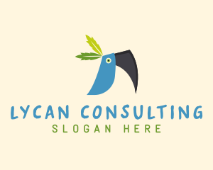 Tropical Blue Toucan Bird logo design