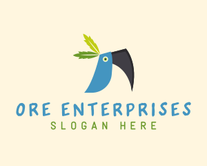 Tropical Blue Toucan Bird logo design