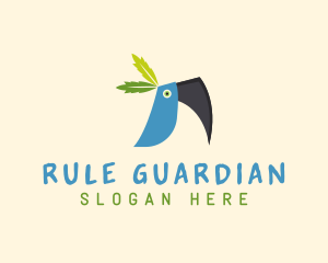 Tropical Blue Toucan Bird logo design