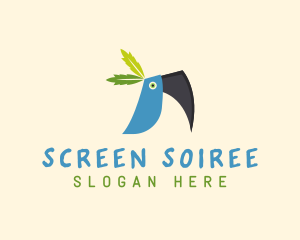 Tropical Blue Toucan Bird logo design