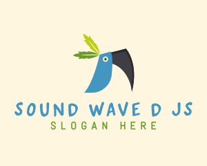 Tropical Blue Toucan Bird logo design