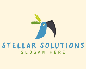 Tropical Blue Toucan Bird logo design