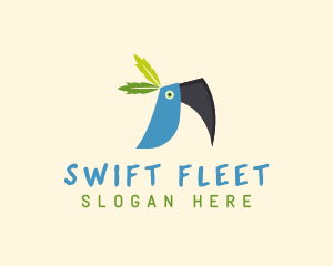 Tropical Blue Toucan Bird logo design