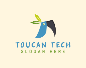 Tropical Blue Toucan Bird logo design