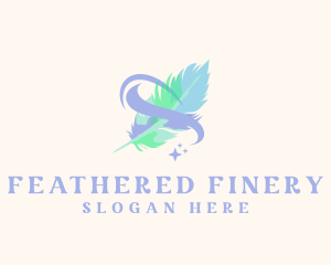 Watercolor Feather Quill logo design