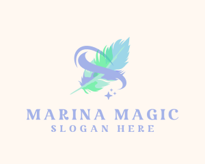 Watercolor Feather Quill logo design