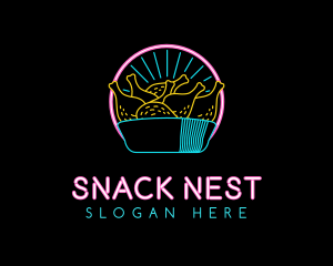 Neon Chicken Drumstick logo design