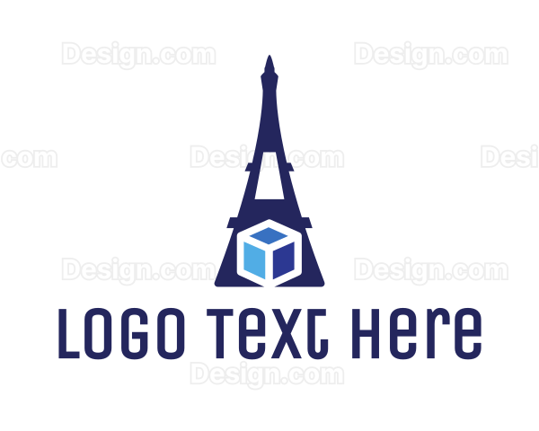 Blue Eiffel Cube Logo