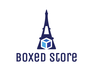 Blue Eiffel Cube logo design