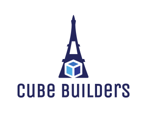 Blue Eiffel Cube logo design