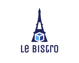 Blue Eiffel Cube logo design