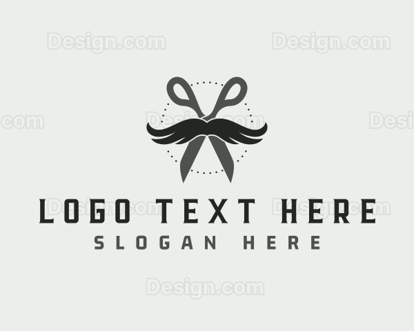 Mustache Scissors Barbershop Logo