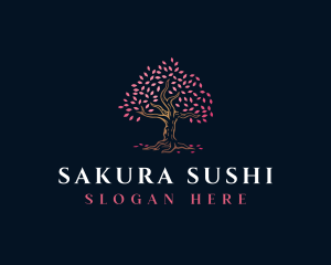 Natural Sakura Tree logo design