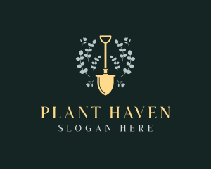 Leaf Plant Shovel logo design