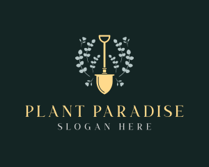 Leaf Plant Shovel logo design