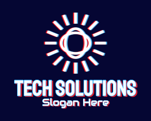 Glitchy Sunburst Tech Logo