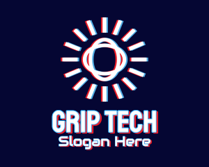 Glitchy Sunburst Tech logo design