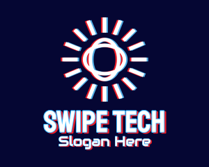 Glitchy Sunburst Tech logo design