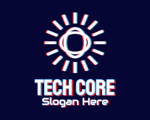 Glitchy Sunburst Tech logo design