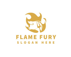 Flaming Fork Pork logo design