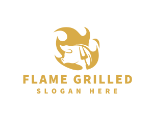 Flaming Fork Pork logo design