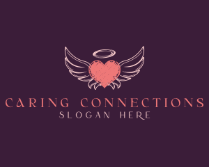 Heart Wings Halo logo design