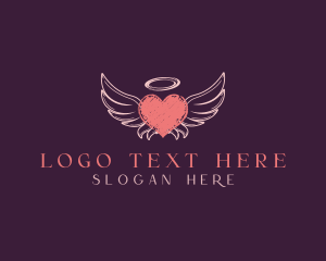 Marriage - Heart Wings Halo logo design