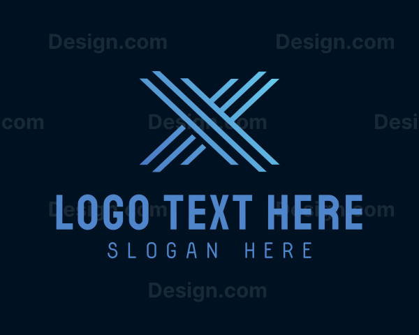 Blue Tech Letter X Logo