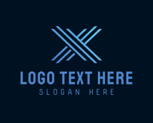 Blue Tech Letter X  logo design