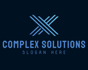 Blue Tech Letter X  logo design