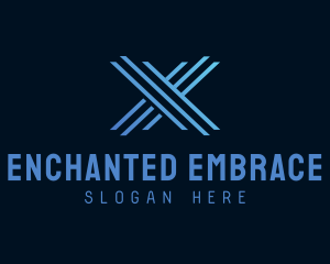 Blue Tech Letter X  logo design