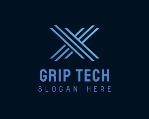 Blue Tech Letter X  logo design